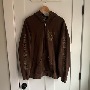 Harley-Davidson Brown Zip-Up Hoodie with Logo